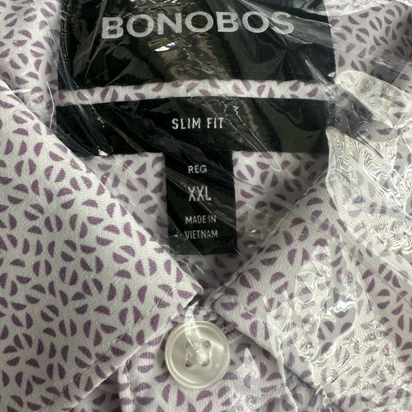 Bonobos xxl slim tech shirt. White with purple design. New still in the bag - Picture 2 of 4
